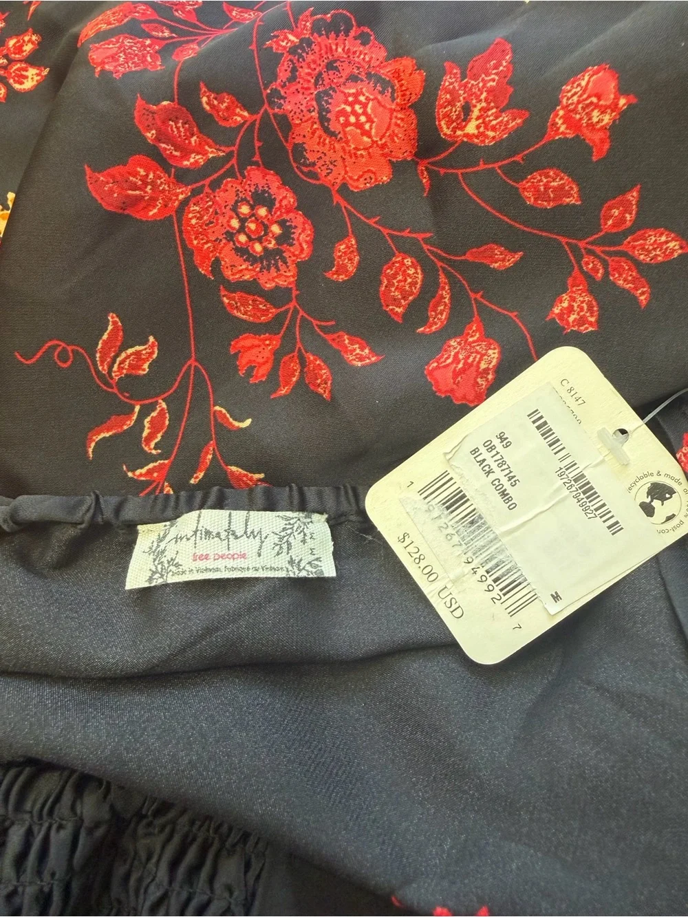 NWT Free People On My Own Floral Satin Dress Nightgown